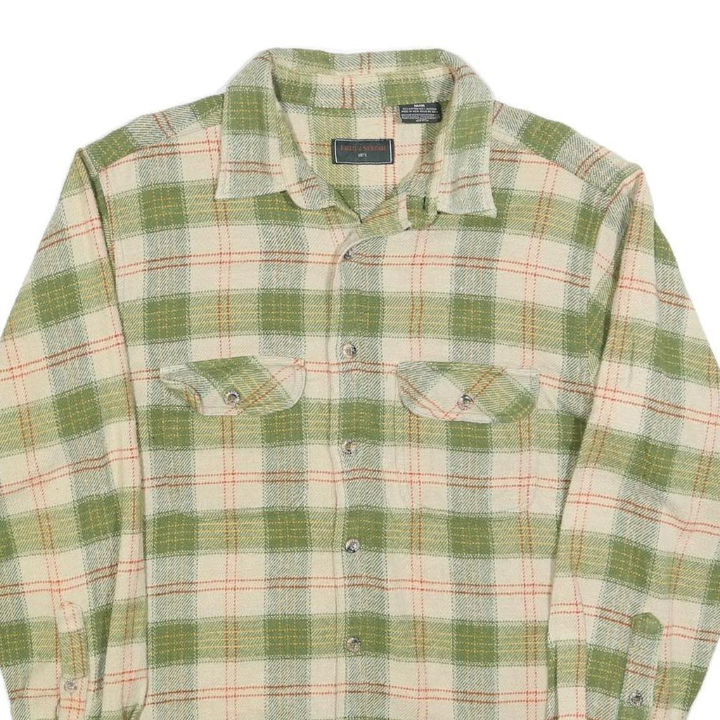 FIELD & STREAM Mens Green & Cream Check Shirt M Long Sleeve Cotton Casual