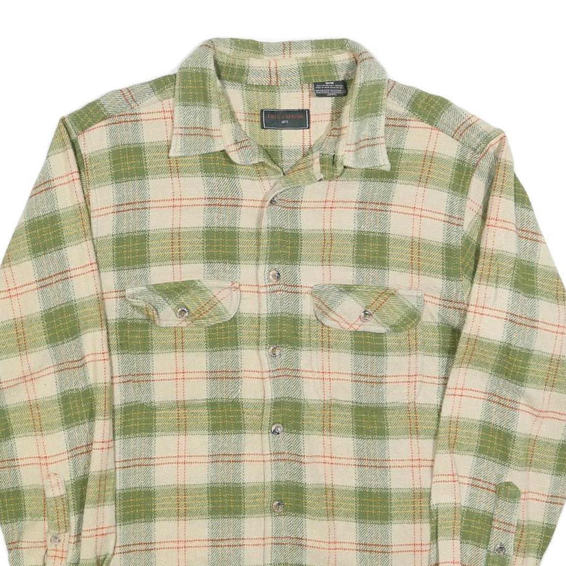FIELD & STREAM Mens Green & Cream Check Shirt M Long Sleeve Cotton Casual