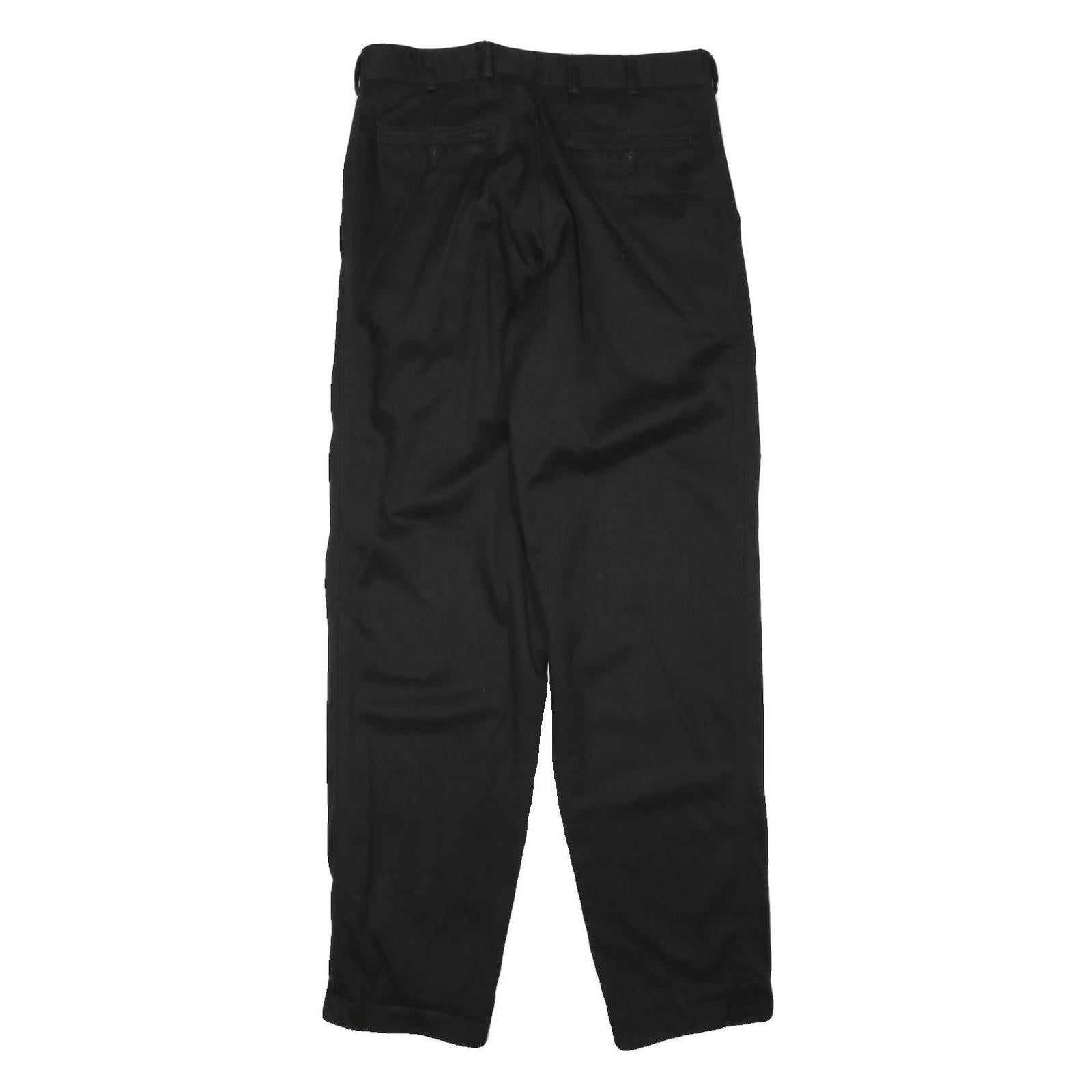CASUAL LAND Mens Cotton Blend Black Regular Trousers W32 L34 Zip Closure