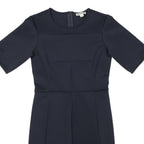WHISTLES Womens Navy Blue Plain Shift Dress Polyester Blend Short Sleeve S