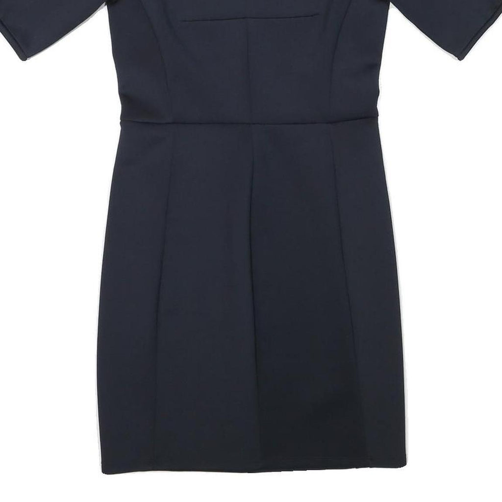 WHISTLES Womens Navy Blue Plain Shift Dress Polyester Blend Short Sleeve S