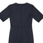 WHISTLES Womens Navy Blue Plain Shift Dress Polyester Blend Short Sleeve S