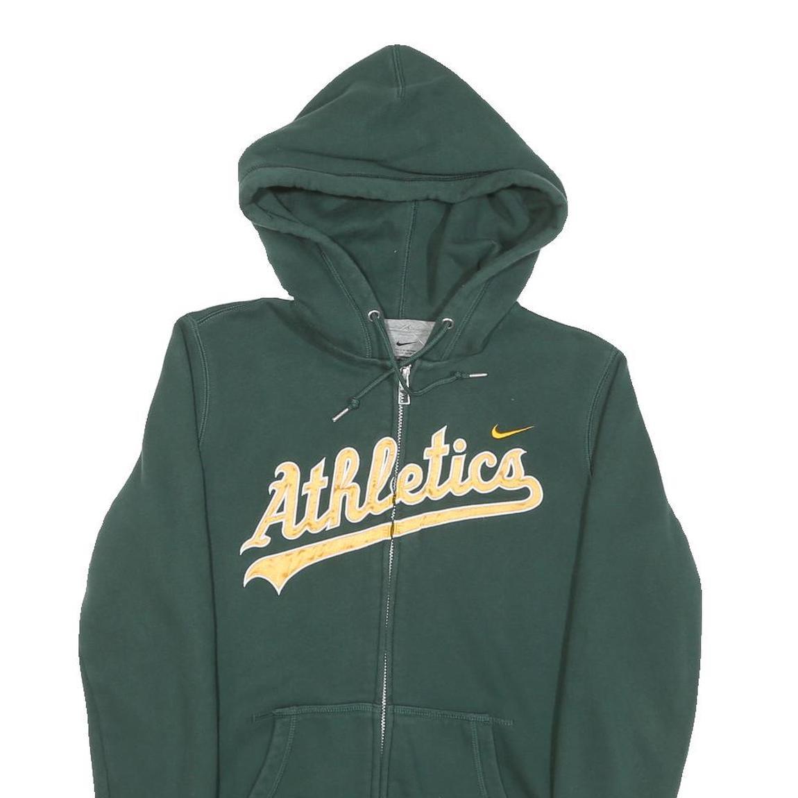 NIKE Mens Green Athletics Full Zip Hoodie M Sportswear Casual Cotton Blend