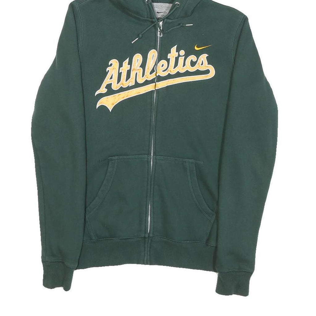 NIKE Mens Green Athletics Full Zip Hoodie M Sportswear Casual Cotton Blend