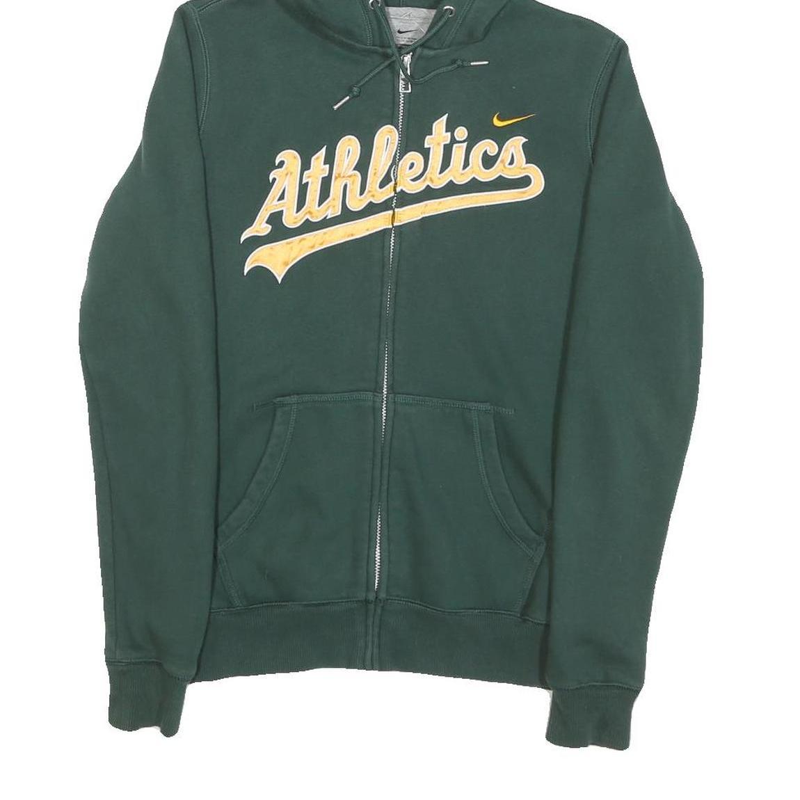 NIKE Mens Green Athletics Full Zip Hoodie M Sportswear Casual Cotton Blend