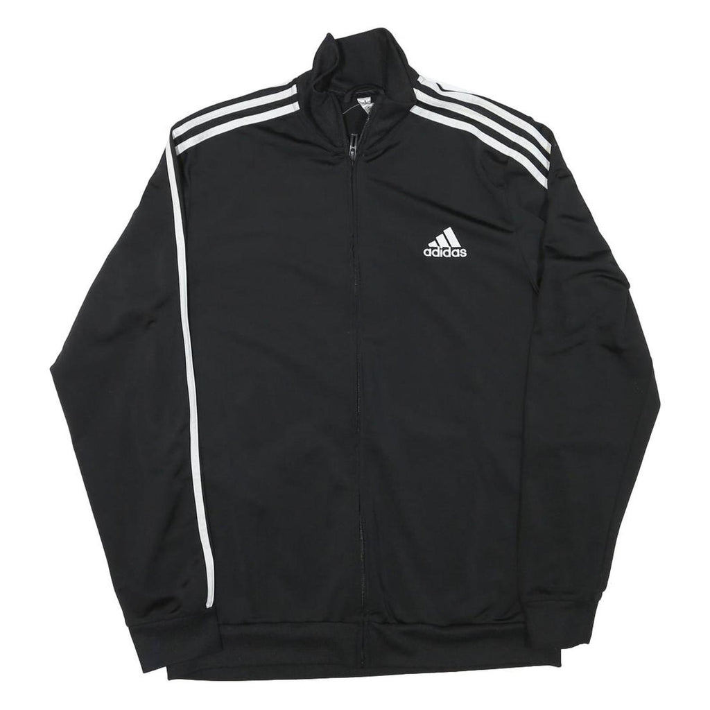 ADIDAS Mens Black & White Track Jacket S Polyester Blend Plain Zip Sportswear