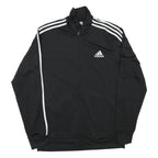 ADIDAS Mens Black & White Track Jacket S Polyester Blend Plain Zip Sportswear