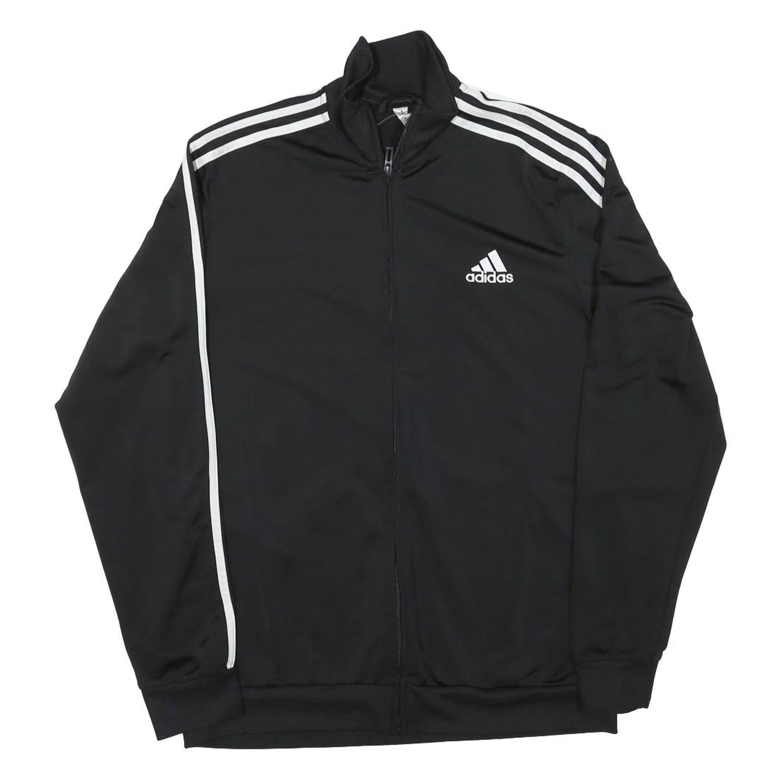 ADIDAS Mens Black & White Track Jacket S Polyester Blend Plain Zip Sportswear