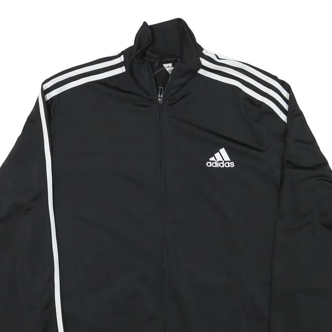 ADIDAS Mens Black & White Track Jacket S Polyester Blend Plain Zip Sportswear