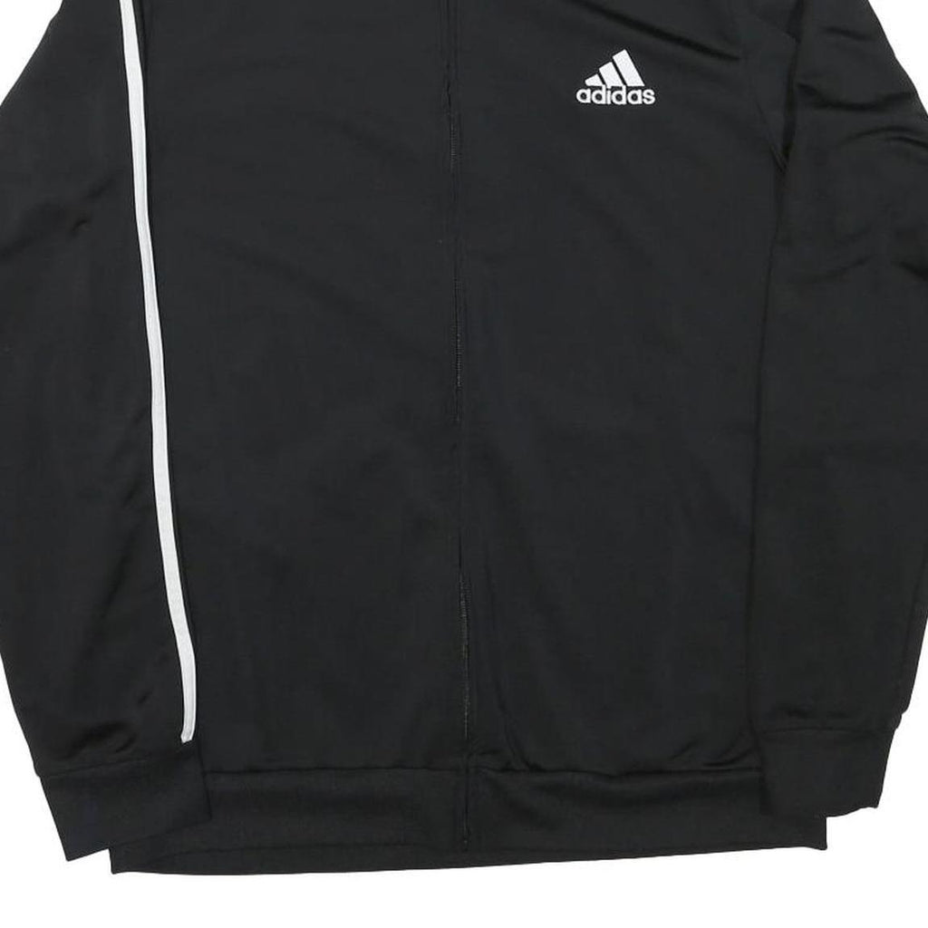 ADIDAS Mens Black & White Track Jacket S Polyester Blend Plain Zip Sportswear