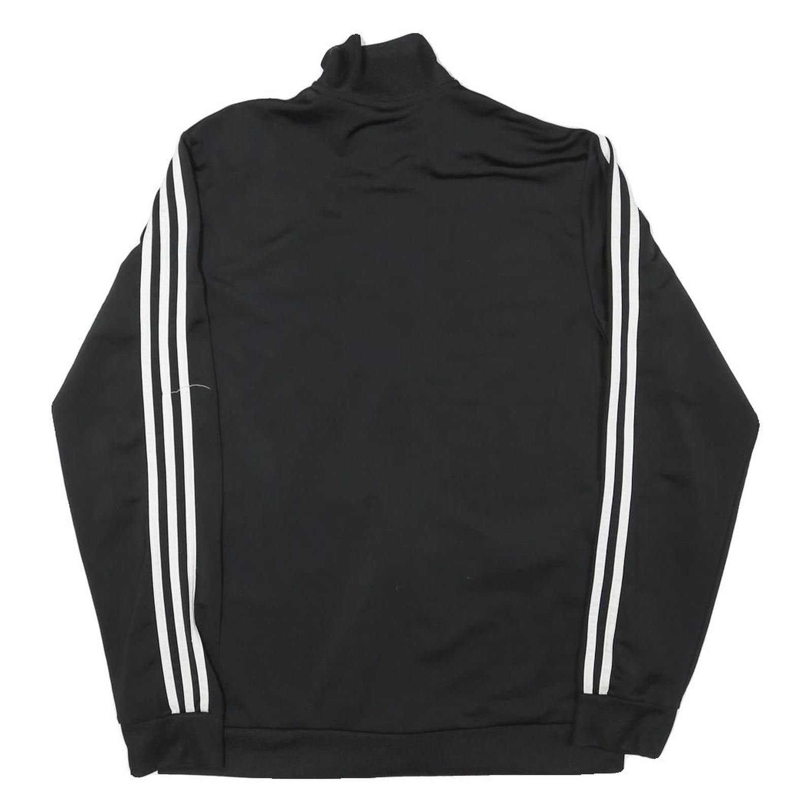 ADIDAS Mens Black & White Track Jacket S Polyester Blend Plain Zip Sportswear