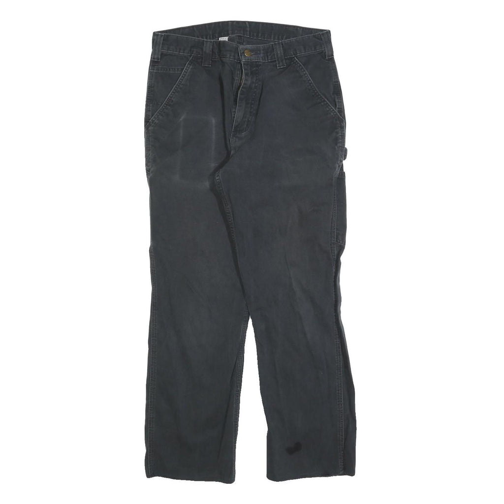 CARHARTT Mens Cotton Blend Black Regular Fit Straight Leg Trousers W32 L29