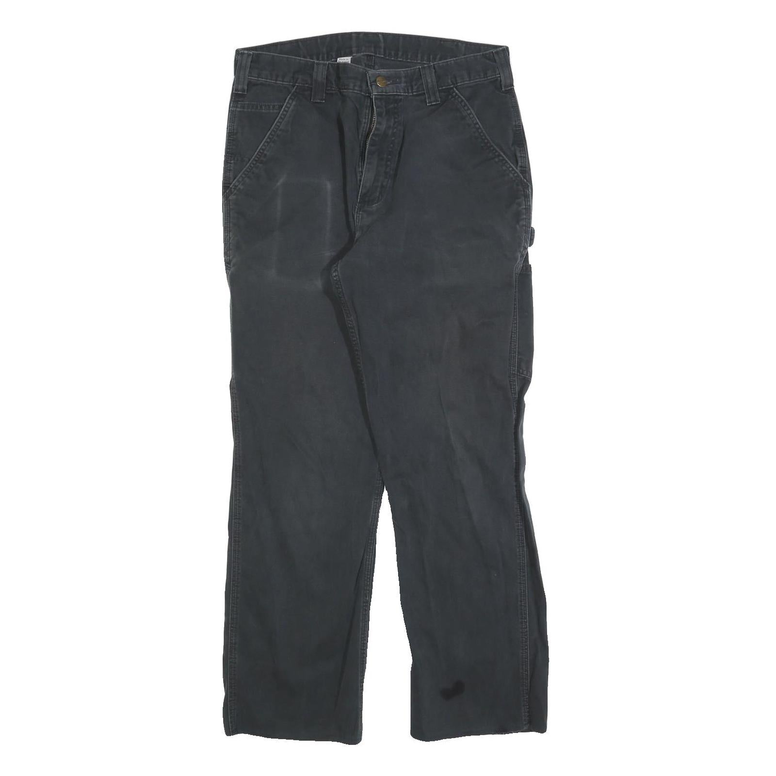 CARHARTT Mens Cotton Blend Black Regular Fit Straight Leg Trousers W32 L29