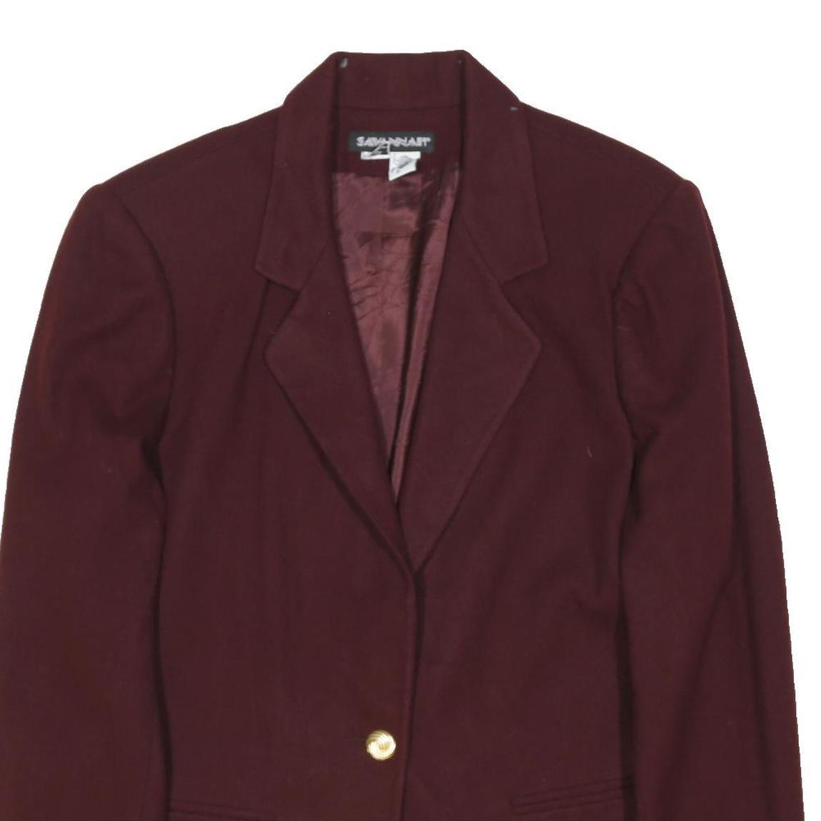 SAVANNAH Womens Maroon Wool Button Jacket UK 10 Classic Tailored Blazer