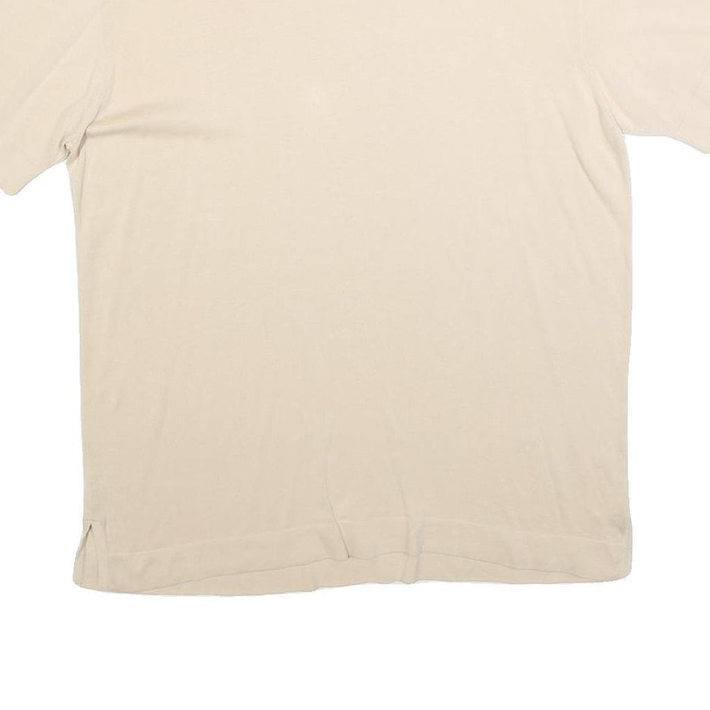 JOAN & DAVID Womens Cream T-Shirt L Short Sleeve Crew Neck Plain Cotton Blend