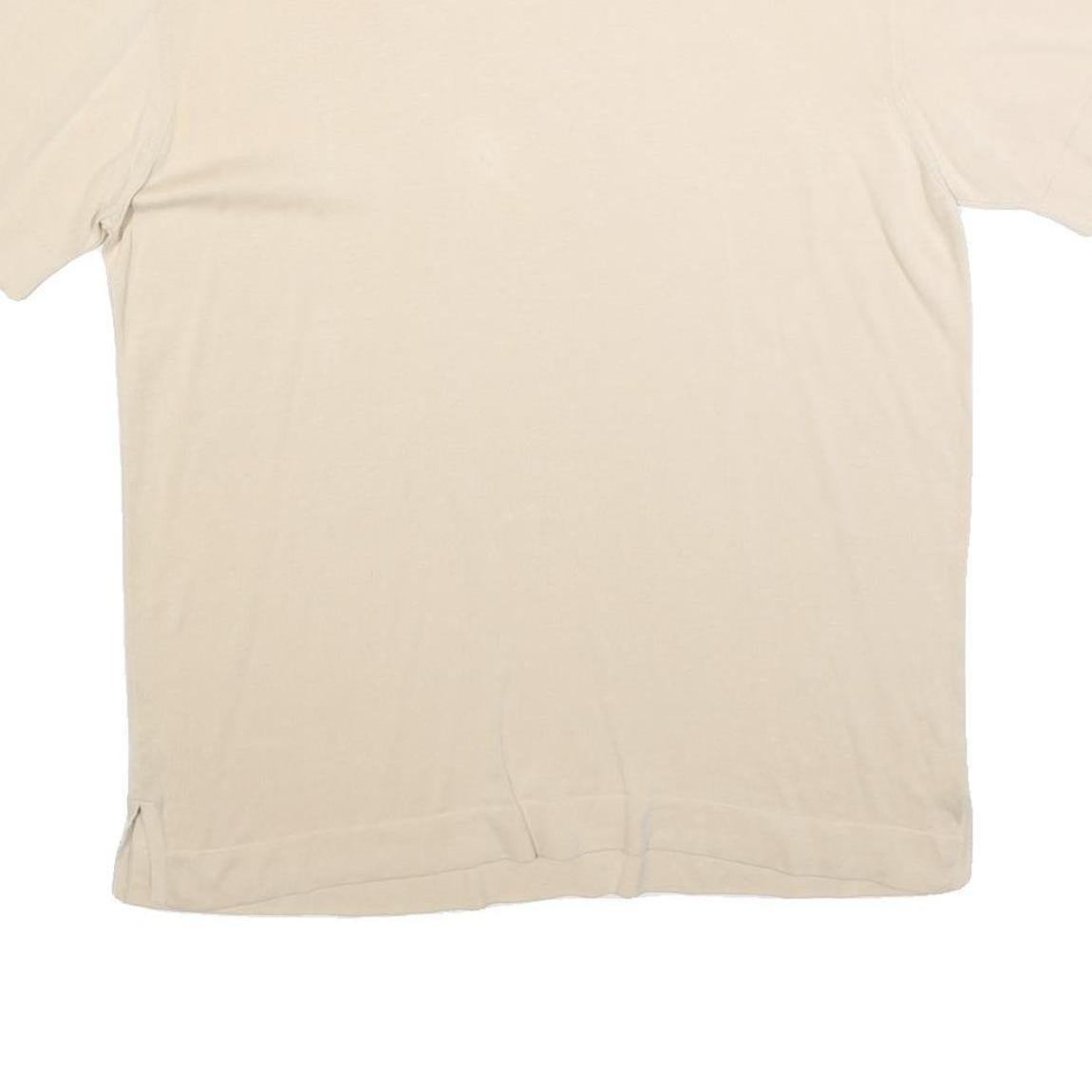 JOAN & DAVID Womens Cream T-Shirt L Short Sleeve Crew Neck Plain Cotton Blend