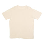 JOAN & DAVID Womens Cream T-Shirt L Short Sleeve Crew Neck Plain Cotton Blend