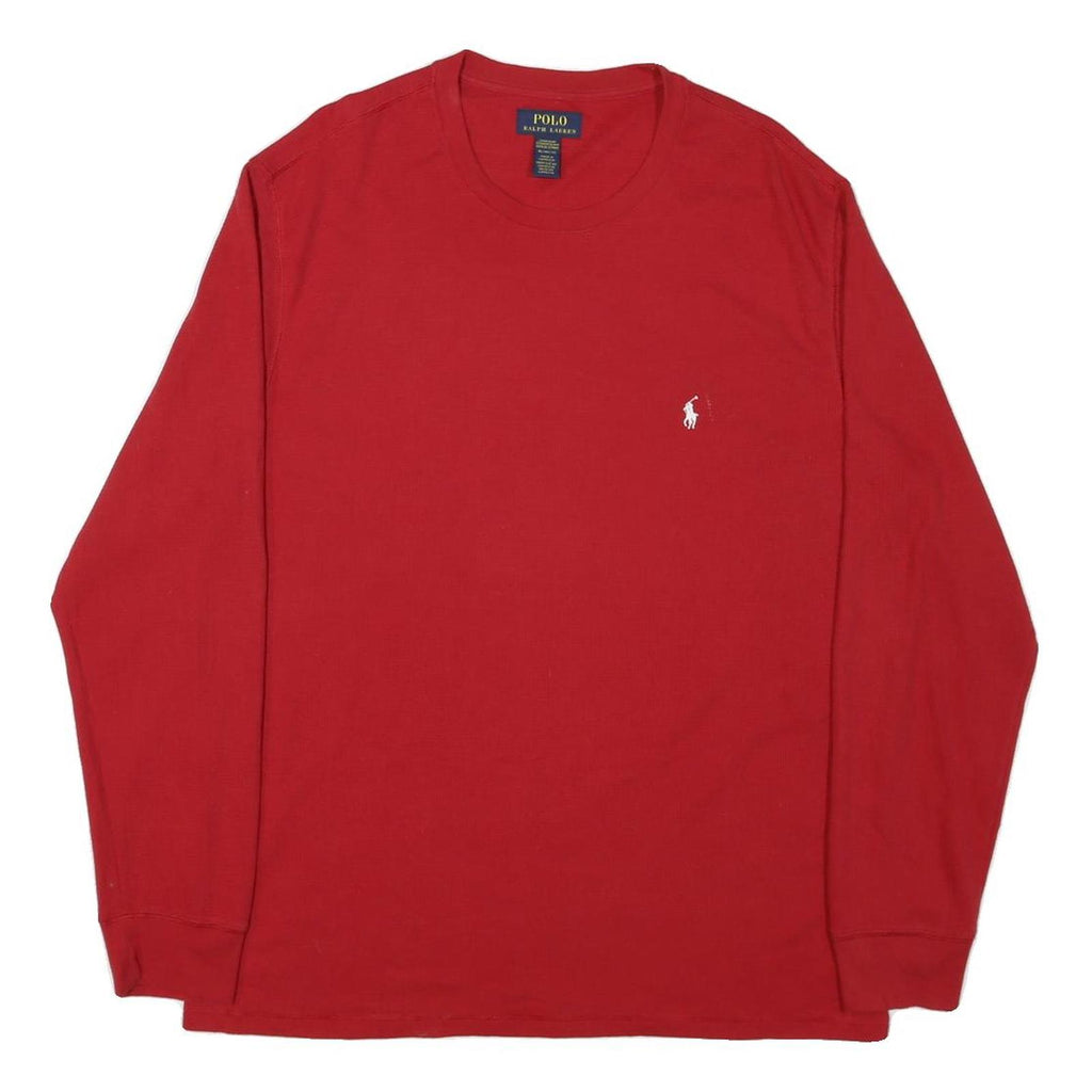 POLO RALPH LAUREN Mens Red Crew Neck Long Sleeve T-Shirt XL Cotton Blend Classic