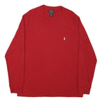 POLO RALPH LAUREN Mens Red Crew Neck Long Sleeve T-Shirt XL Cotton Blend Classic