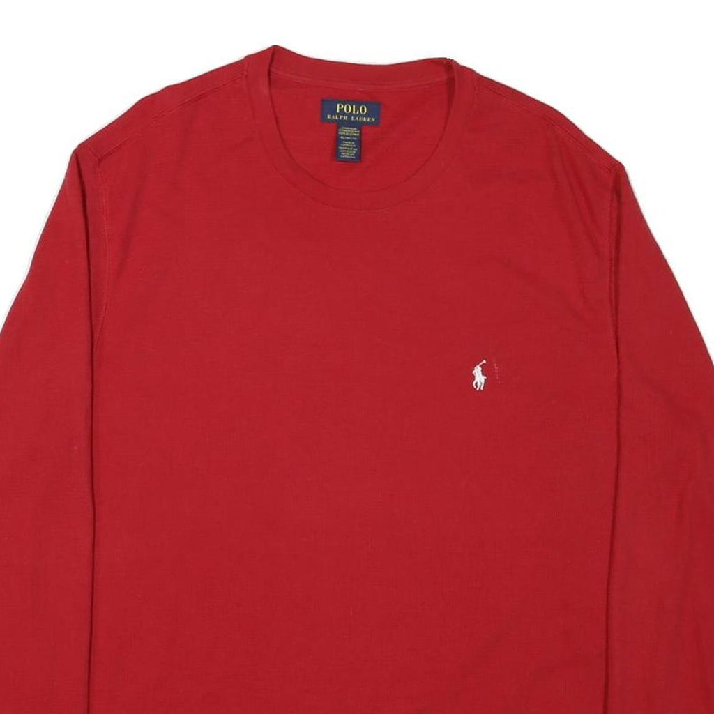 POLO RALPH LAUREN Mens Red Crew Neck Long Sleeve T-Shirt XL Cotton Blend Classic