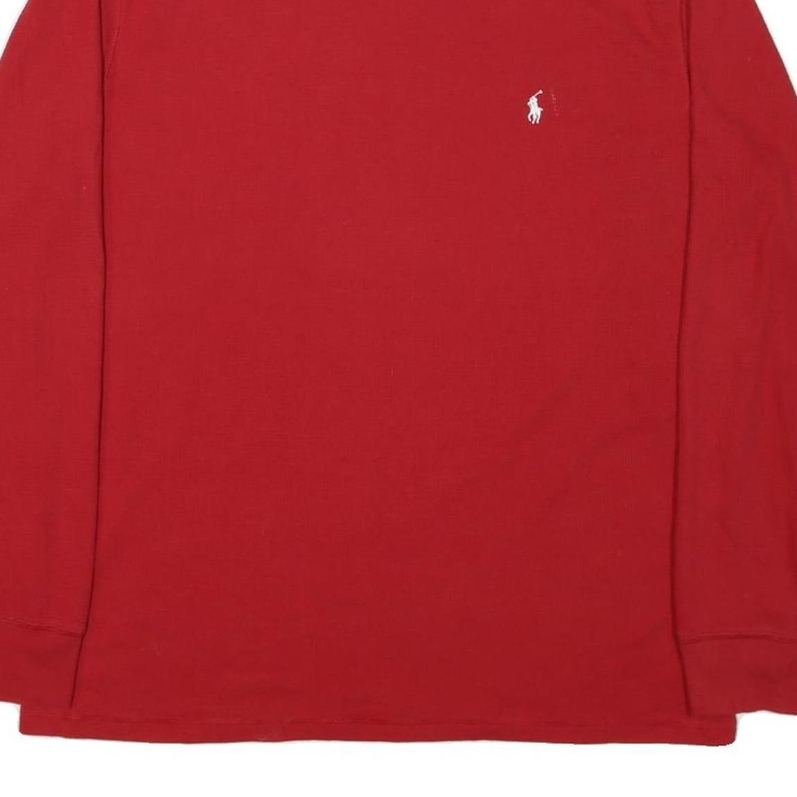POLO RALPH LAUREN Mens Red Crew Neck Long Sleeve T-Shirt XL Cotton Blend Classic