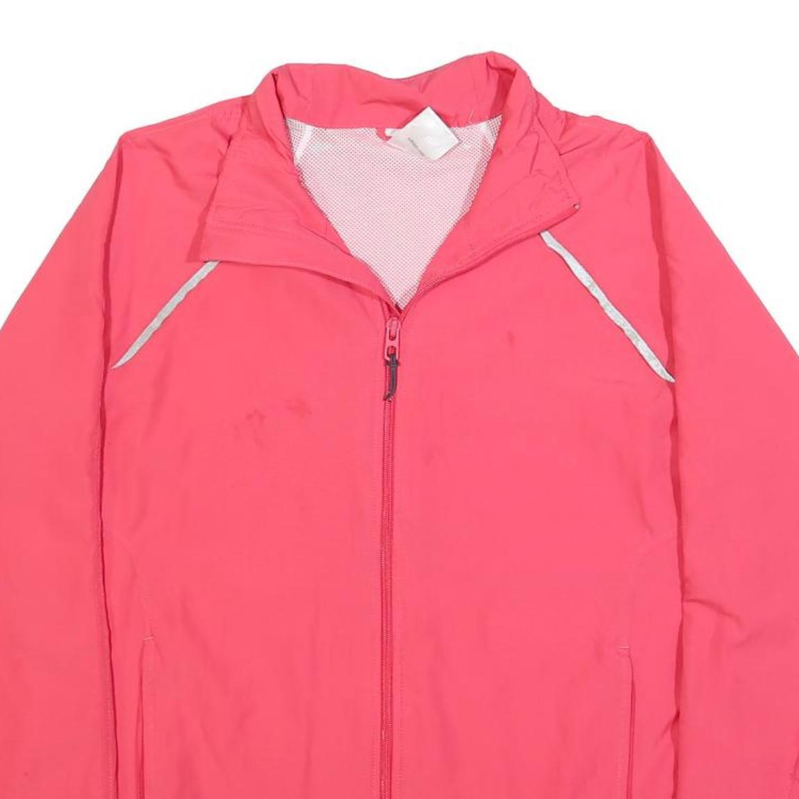 ADIDAS Womens Pink Track Jacket UK 18 Polyester Blend Plain Zip Casual