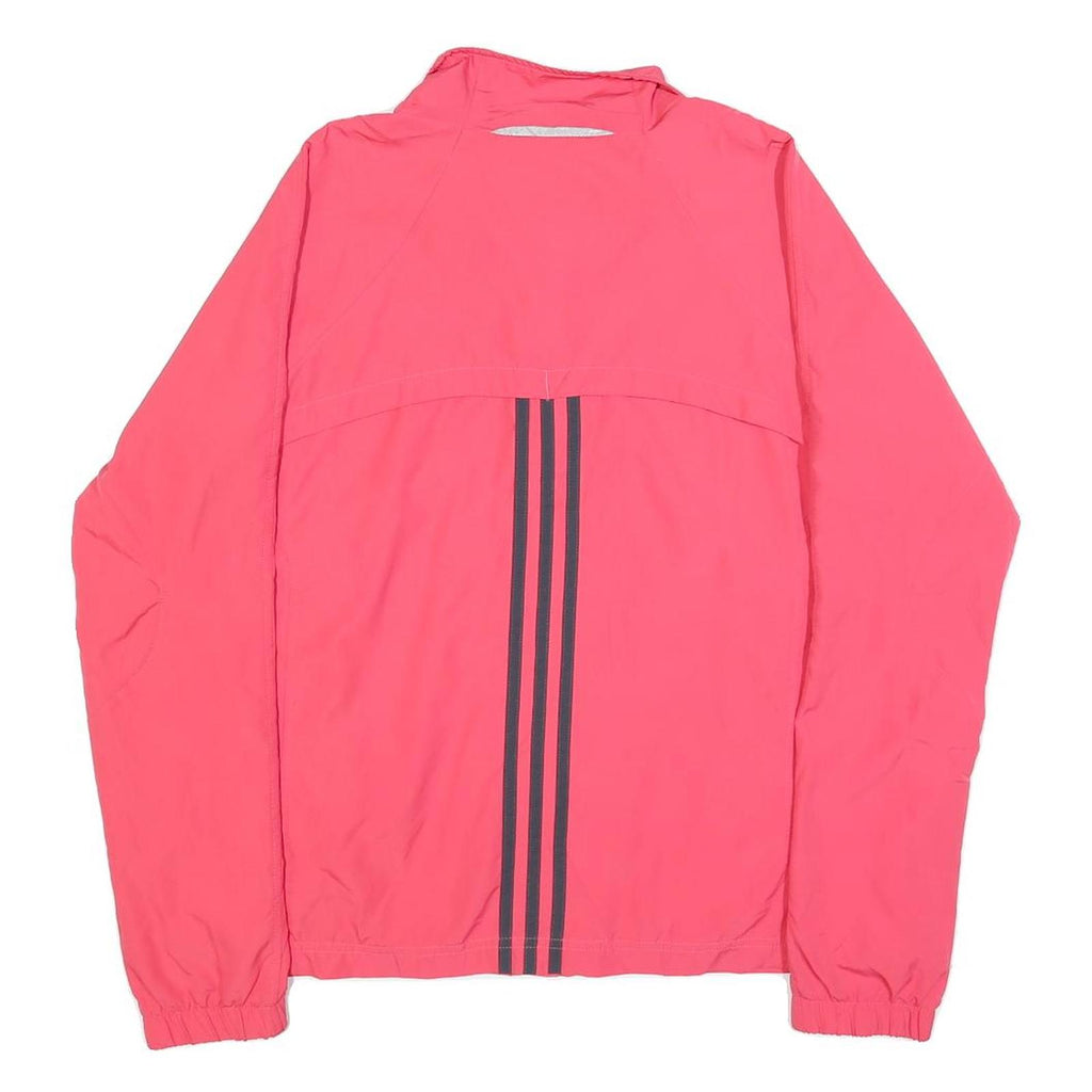 ADIDAS Womens Pink Track Jacket UK 18 Polyester Blend Plain Zip Casual
