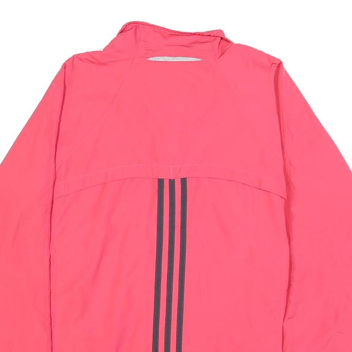 ADIDAS Womens Pink Track Jacket UK 18 Polyester Blend Plain Zip Casual