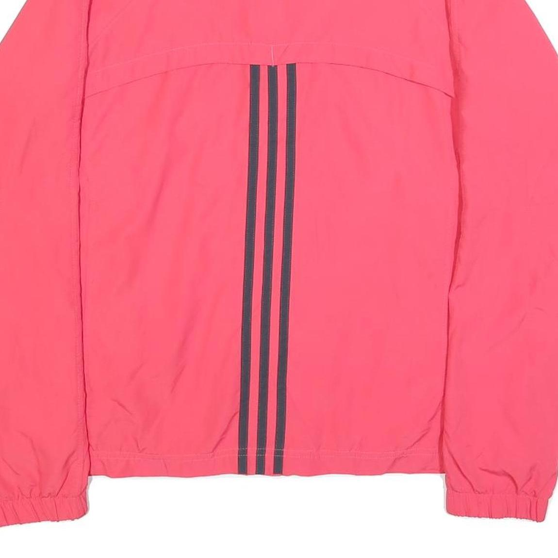 ADIDAS Womens Pink Track Jacket UK 18 Polyester Blend Plain Zip Casual