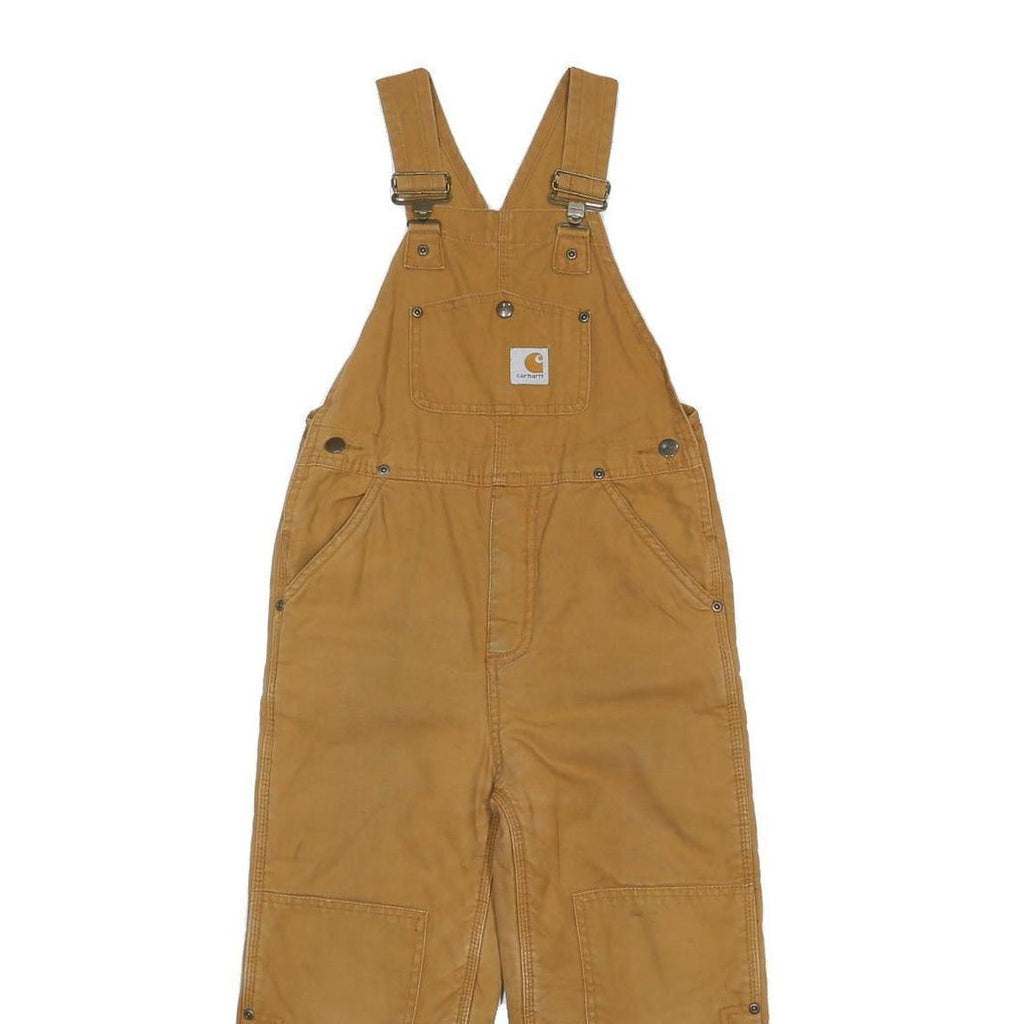 CARHARTT Boys Lined Brown Regular Cotton Dungarees 7Y W30 L19 Workwear Overalls