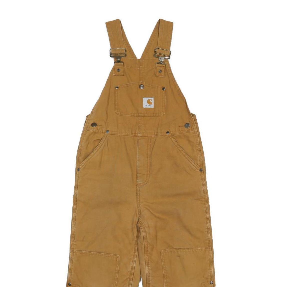 CARHARTT Boys Lined Brown Regular Cotton Dungarees 7Y W30 L19 Workwear Overalls