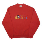 DISNEY & CO Womens Red Mickey Crew Neck S Cotton Blend Sweatshirt