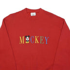 DISNEY & CO Womens Red Mickey Crew Neck S Cotton Blend Sweatshirt