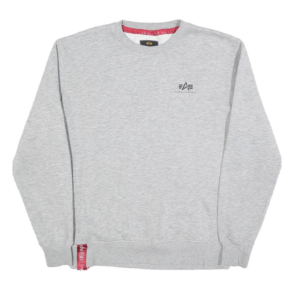 ALPHA INDUSTRIES Mens Grey Crew Neck M Cotton Blend Pullover Sweatshirt