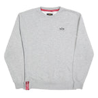 ALPHA INDUSTRIES Mens Grey Crew Neck M Cotton Blend Pullover Sweatshirt