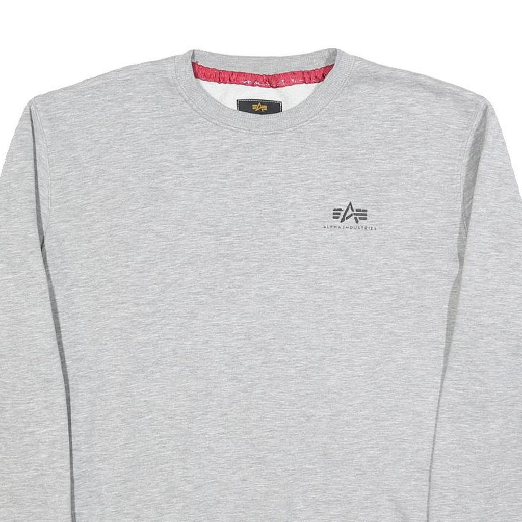 ALPHA INDUSTRIES Mens Grey Crew Neck M Cotton Blend Pullover Sweatshirt
