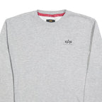 ALPHA INDUSTRIES Mens Grey Crew Neck M Cotton Blend Pullover Sweatshirt