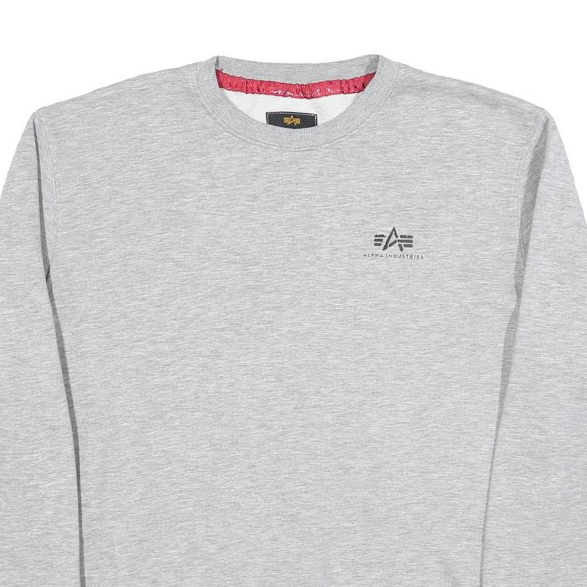 ALPHA INDUSTRIES Mens Grey Crew Neck M Cotton Blend Pullover Sweatshirt