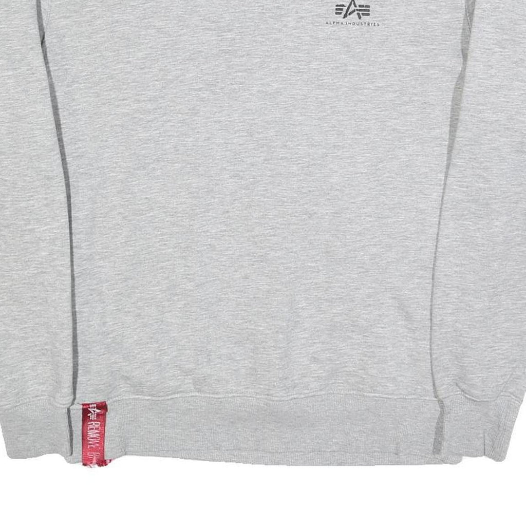 ALPHA INDUSTRIES Mens Grey Crew Neck M Cotton Blend Pullover Sweatshirt