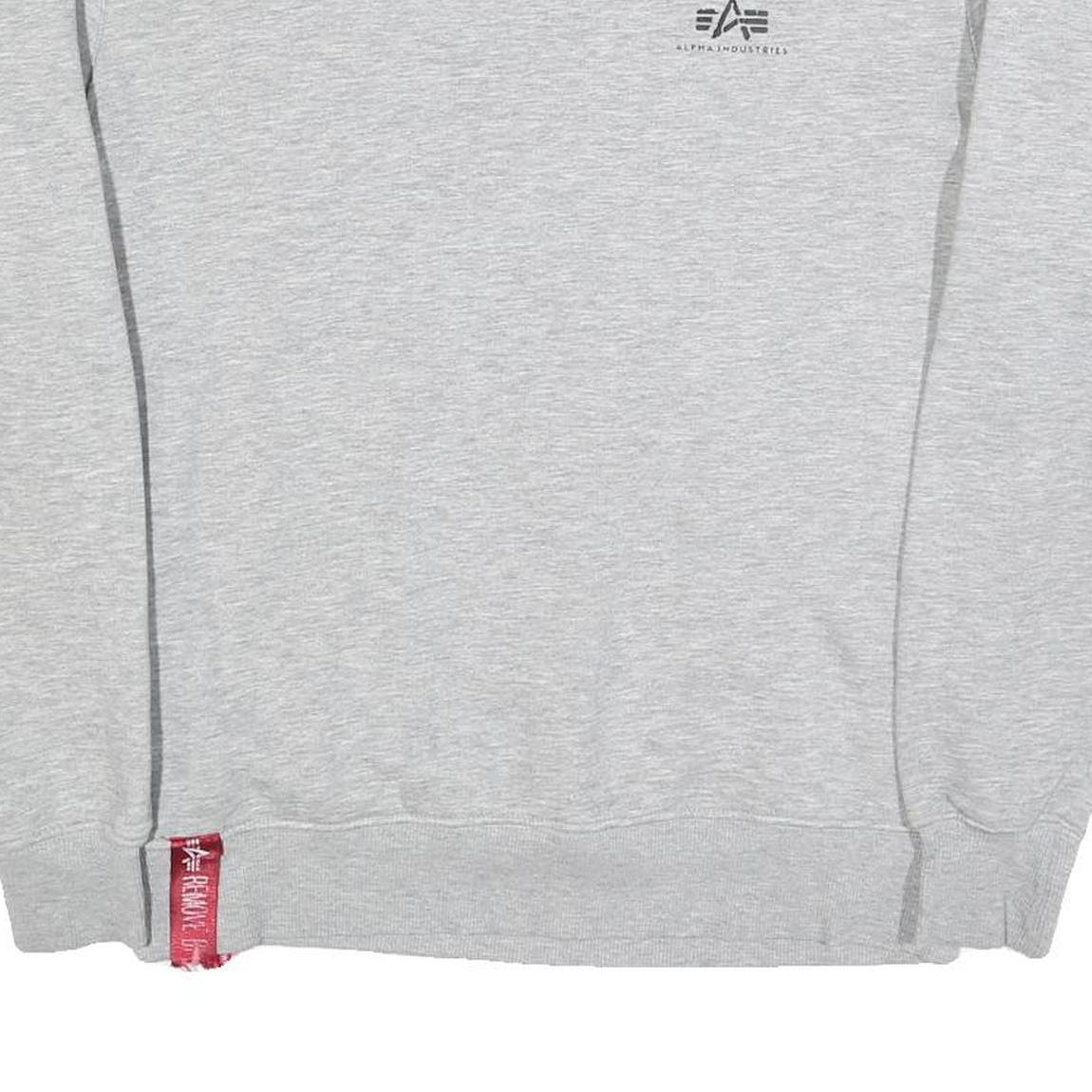 ALPHA INDUSTRIES Mens Grey Crew Neck M Cotton Blend Pullover Sweatshirt