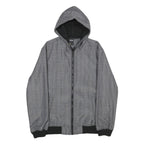SMOG Mens Grey & Black Check Hooded Jacket M Polyester Zip Casual