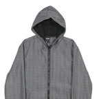 SMOG Mens Grey & Black Check Hooded Jacket M Polyester Zip Casual