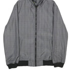 SMOG Mens Grey & Black Check Hooded Jacket M Polyester Zip Casual