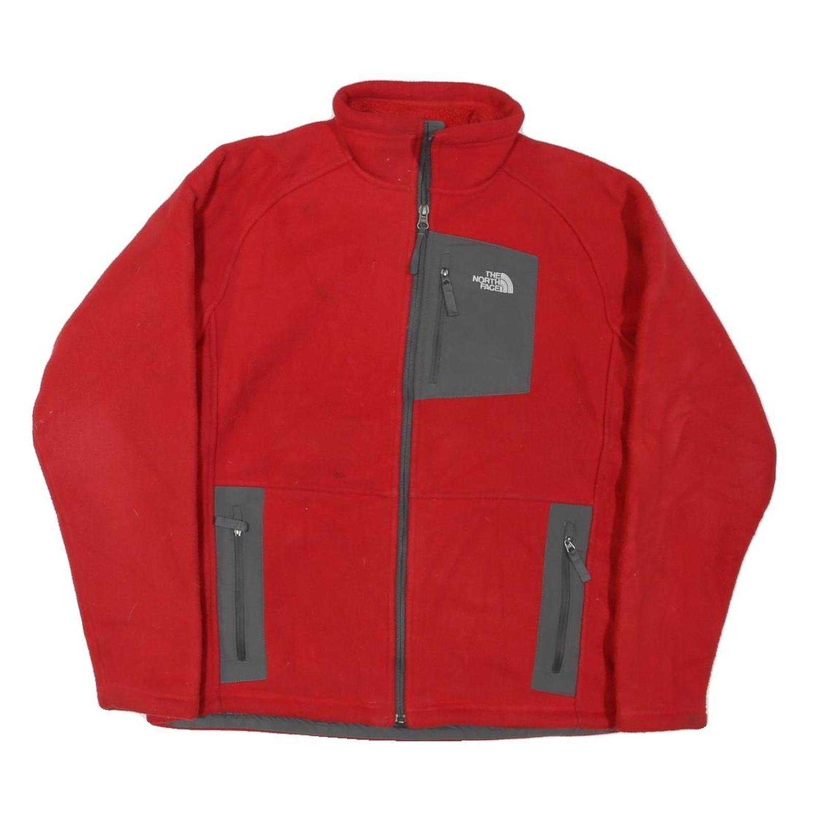 THE NORTH FACE Womens Red & Grey Zip Jacket XL Polyester Blend Fleece Outdoor