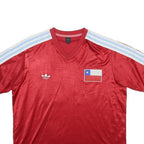 ADIDAS Chile 90s Mens Red & White Football Shirt L Short Sleeve V Neck Retro