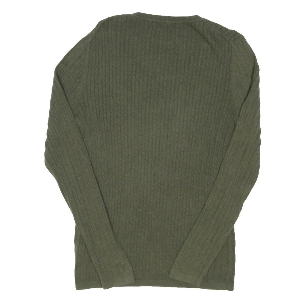 TOMMY HILFIGER Womens Green Cotton Blend Patterned Round Neck Basic Knit Jumper