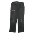 CARHARTT Mens Jeans Black Relaxed Straight Cotton Blend W36 L32 Workwear Zip