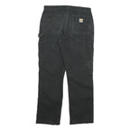 CARHARTT Mens Jeans Black Relaxed Straight Cotton Blend W36 L32 Workwear Zip