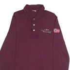 NAPAPIJRI Mens Maroon Long Sleeve Logo Embroidered Polo Shirt M Cotton Blend