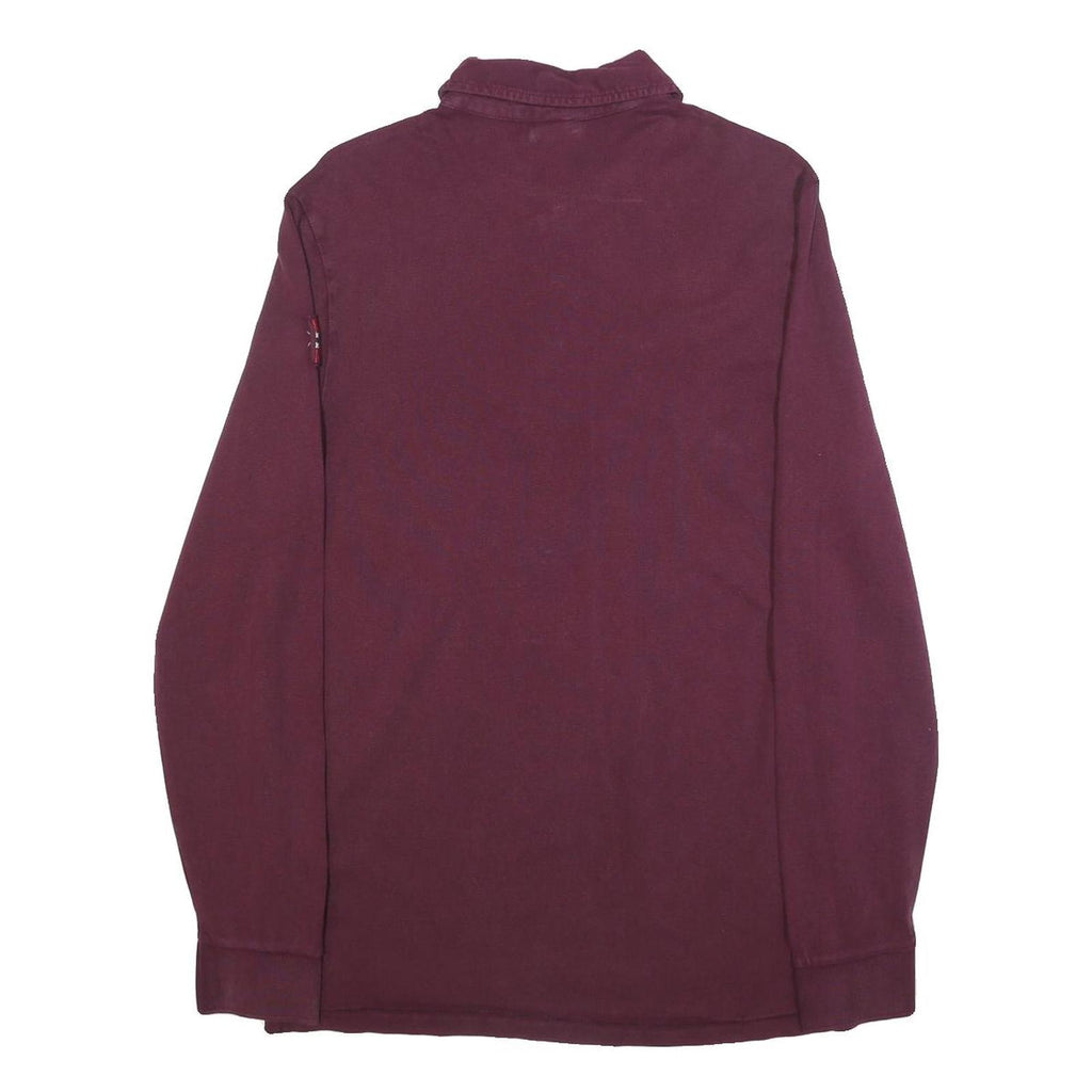 NAPAPIJRI Mens Maroon Long Sleeve Logo Embroidered Polo Shirt M Cotton Blend